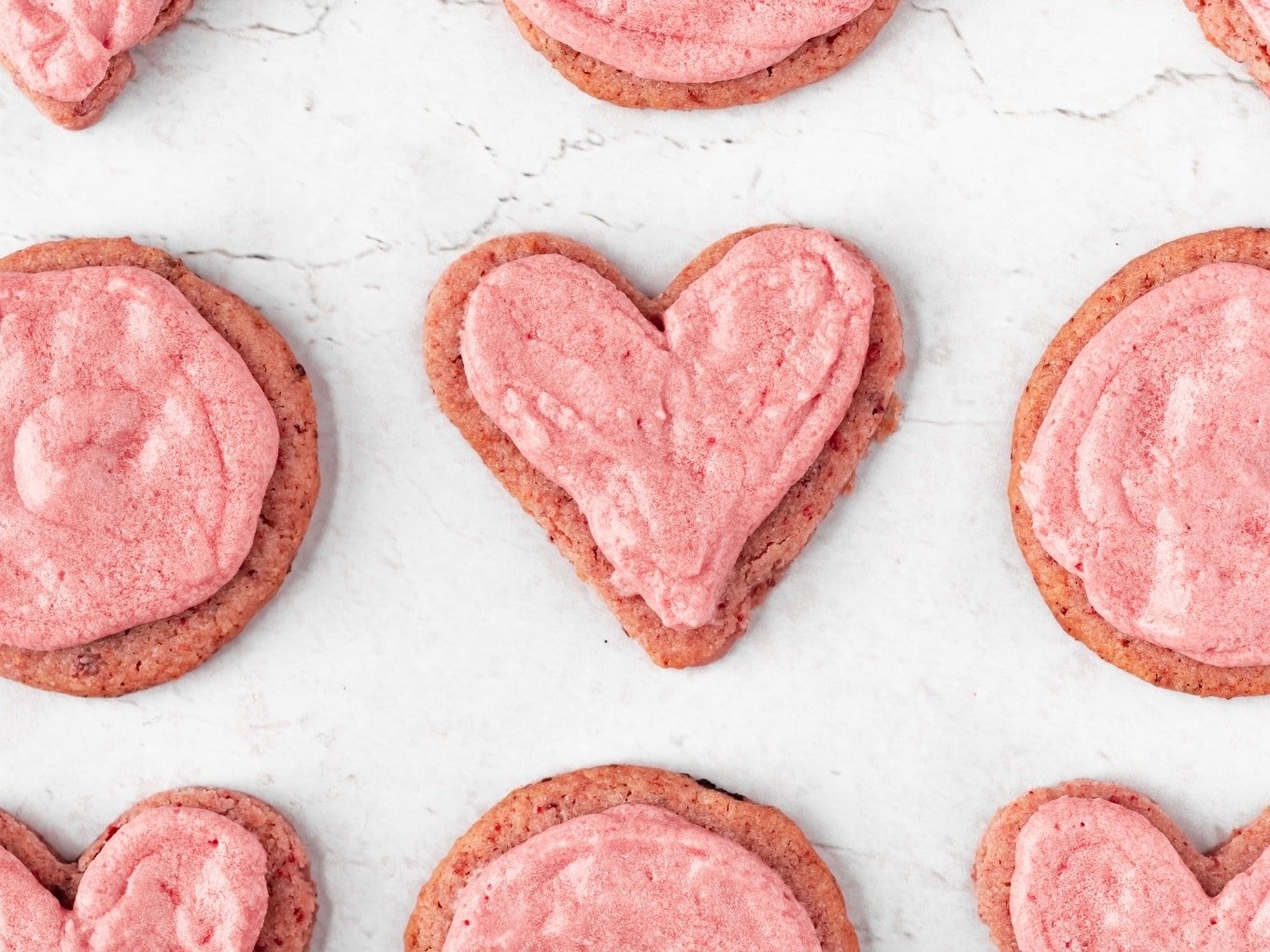 Novelty Shaped Pink Miniature Food Teatime Cookies on Baking Sheet