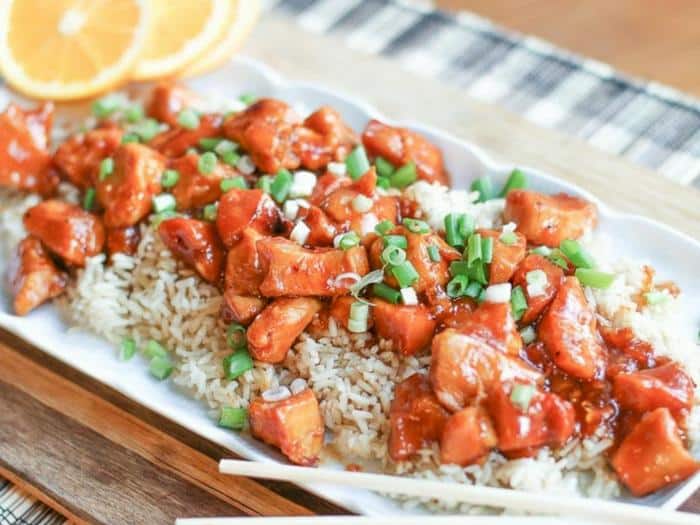 15 Minute Instant Pot Orange Chicken by A Fork's Tale