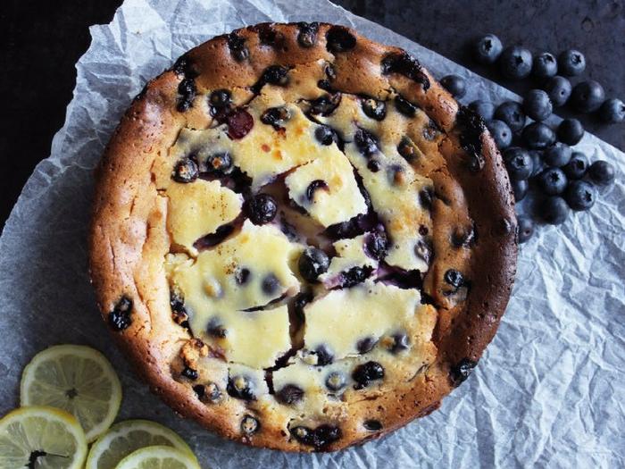 Baked Lemon & Blueberry Cheesecake by Slow the Cook Down