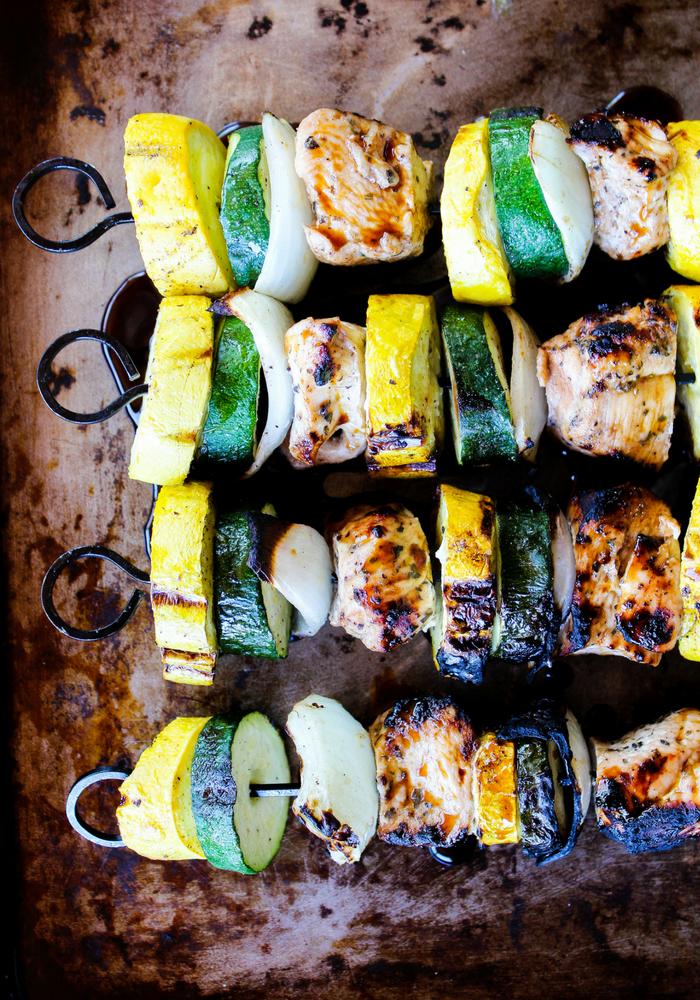 Garlic Balsamic Chicken Kabobs by The Whole Cook vertical