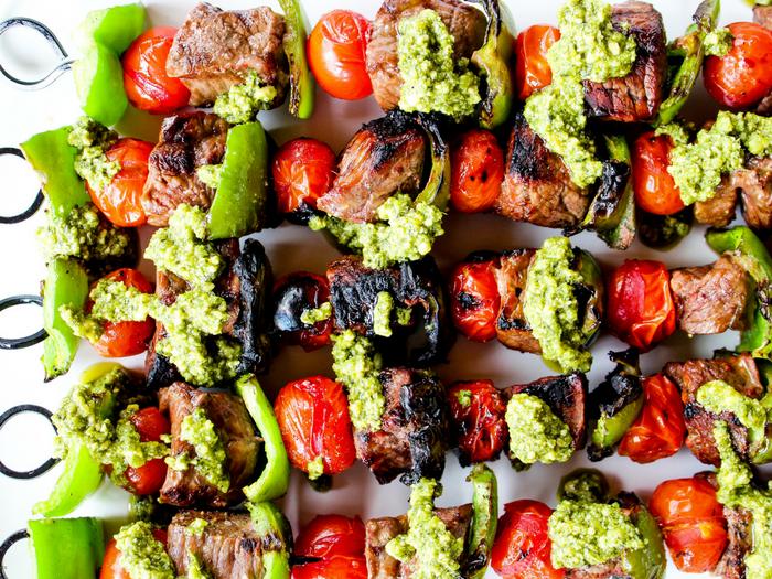 Pesto Steak Kabobs by The Whole Cook horizontal