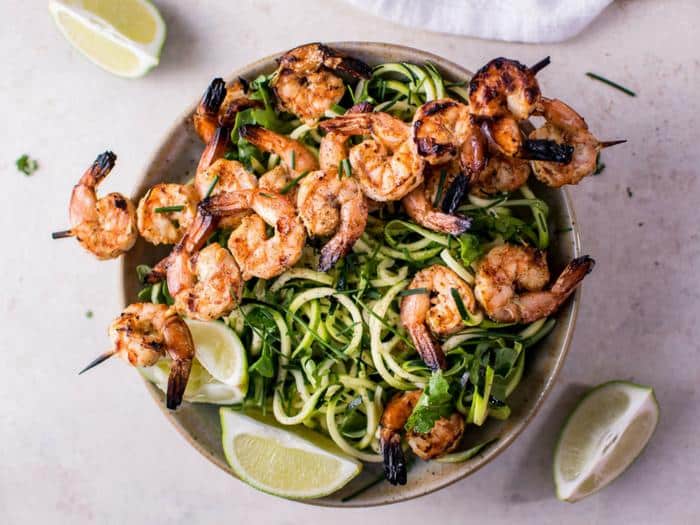 Grilled Chili Lime Shrimp Zoodles by Salt & Lavender