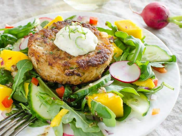 Key Lime Mango Crab Cake Salad by Garlic & Zest