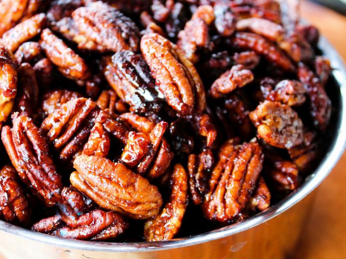 Sticky Candied Pecans by The Whole Cook horizontal in bowl