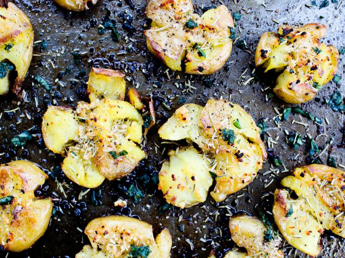 Smashed & Roasted Rosemary Garlic Potatoes by The Whole Cook horizontal(1)