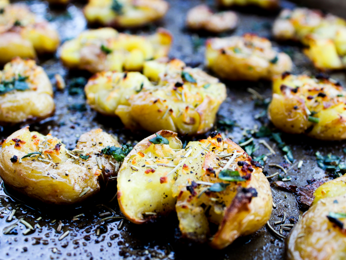 Smashed & Roasted Rosemary Garlic Potatoes - The Whole Cook