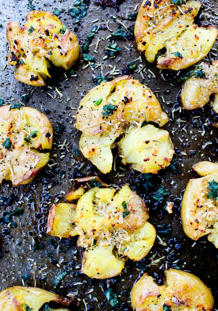 Smashed & Roasted Rosemary Garlic Potatoes - The Whole Cook