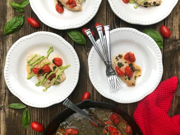 Tomato Basil Skillet Chicken by The Whole Cook HORIZONTAL FEATURE