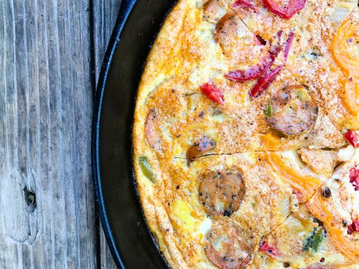 Chicken Sausage & Peppers Frittata by The Whole Cook HORIZONTAL FEATURE up close