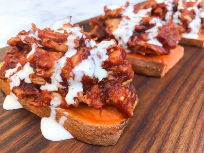 Barbecue Chicken Sweet Potato Toast by The Whole Cook HORIZONTAL FEATURE