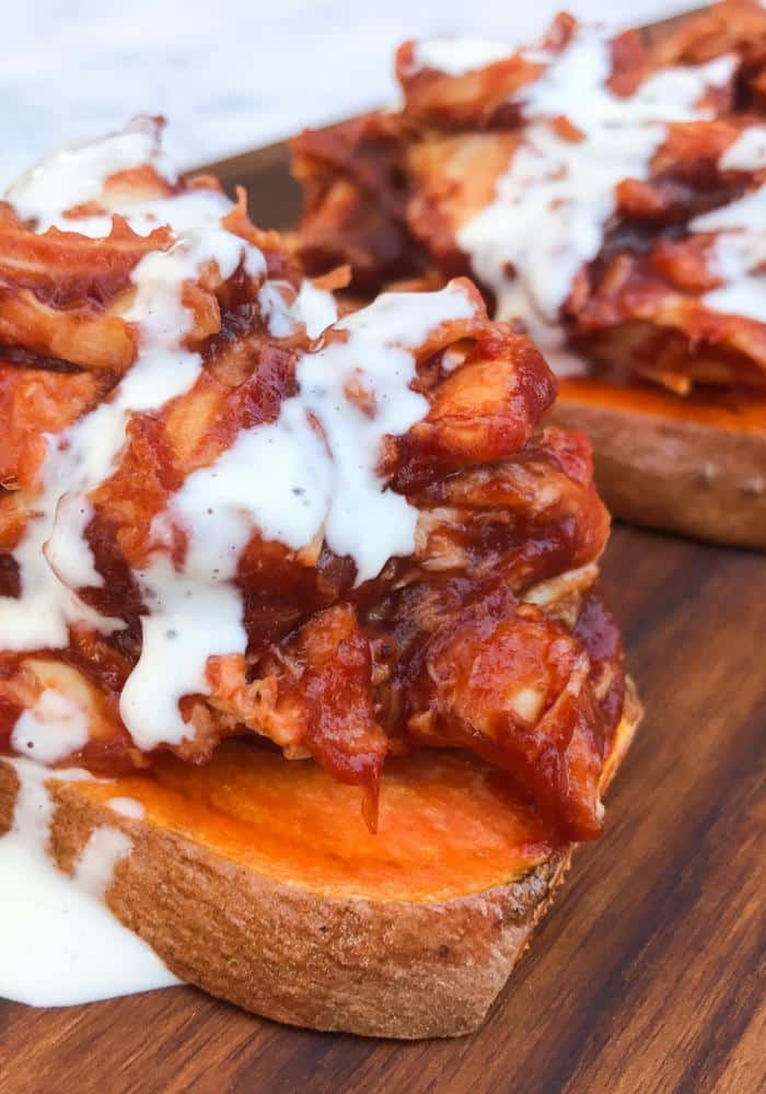 Barbecue Chicken on Sweet Potato Toast by The Whole Cook VERTICAL FEATURE