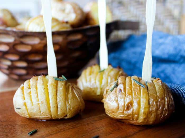 Garlic Rosemary Baby Hasselback Potatoes by The Whole Cook appetizer