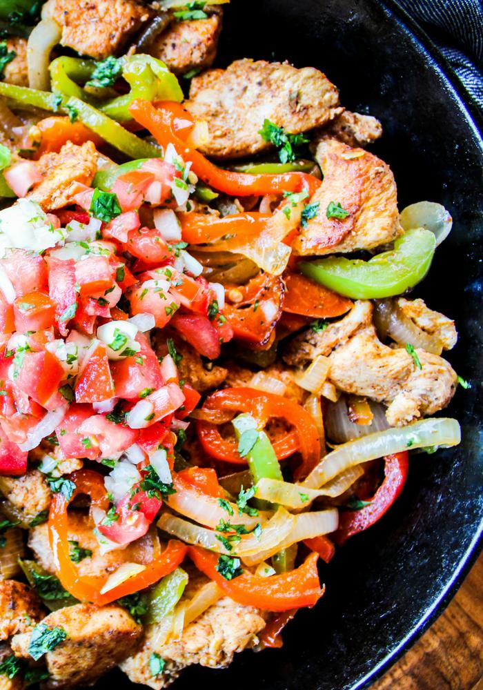 Skillet Chicken Fajitas by The Whole Cook vertical The Whole Cook
