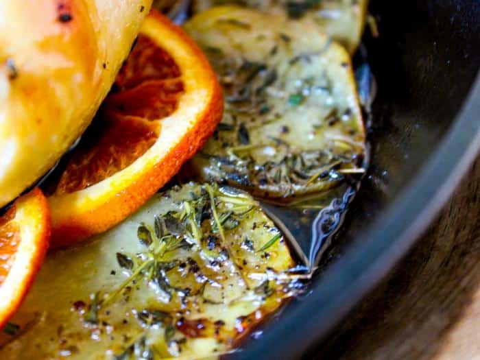 Orange Herb Roasted Chicken by The Whole Cook horizontal potatoes