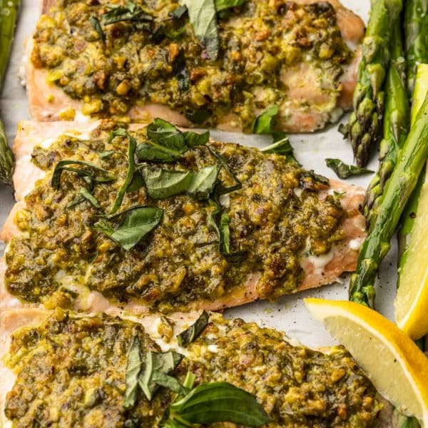 Pistachio Herb Crusted Salmon with Asparagus - The Whole Cook