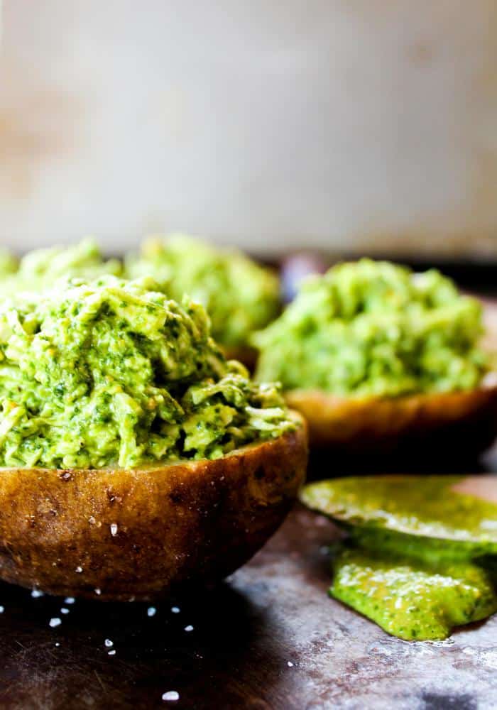 Pesto Chicken Stuffed Potatoes by The Whole Cook vertical