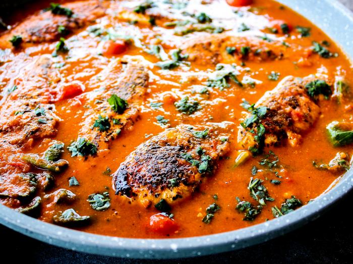 Tomato Basil Skillet Chicken by The Whole Cook horizontal side