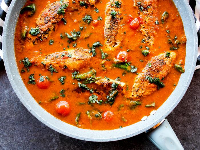 Tomato Basil Skillet Chicken by The Whole Cook horizontal