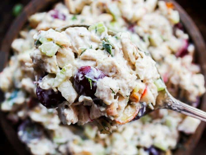 Ultimate Chicken Salad by The Whole Cook horizontal on spoon