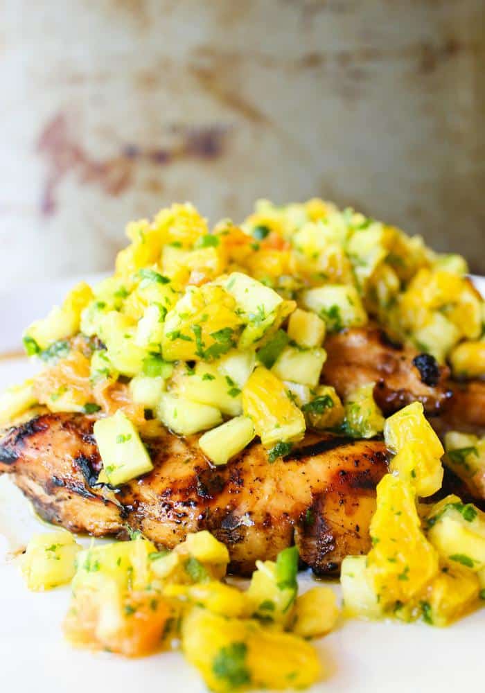 Tropical Salsa Grilled Chicken by The Whole Cook vertical
