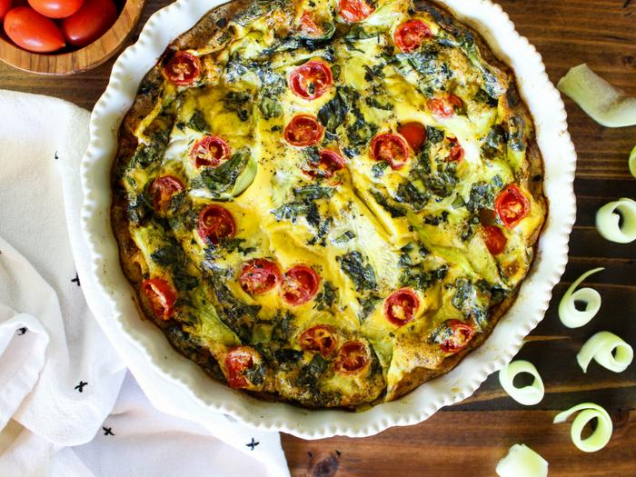 Crustless Summer Vegetable Quiche horizontal by The Whole Cook