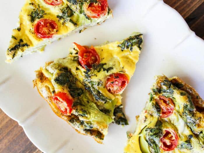 Crustless Summer Vegetable Quiche slices horizontal by The Whole Cook