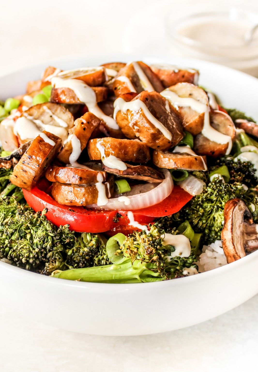 Sausage & Veggie Bowls with Easy Mustard Sauce The Whole Cook