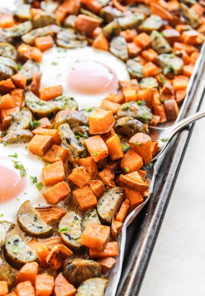 Eggs Sweet Potato Sheet Pan Breakfast — Eatwell101