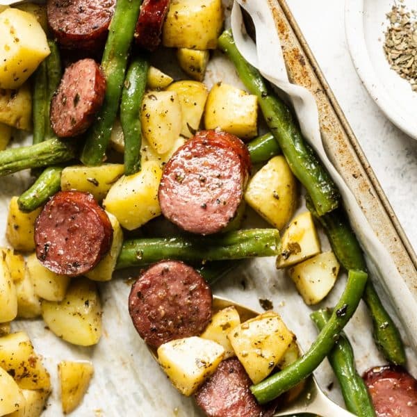 Sheet Pan Sausage with Potatoes & Green Beans - The Whole Cook