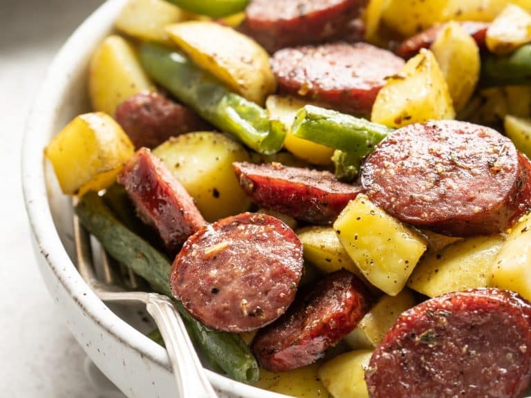 Sheet Pan Sausage with Potatoes & Green Beans - The Whole Cook