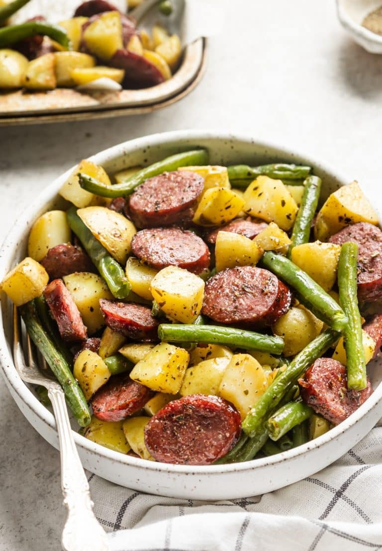 Sheet Pan Sausage with Potatoes & Green Beans - The Whole Cook