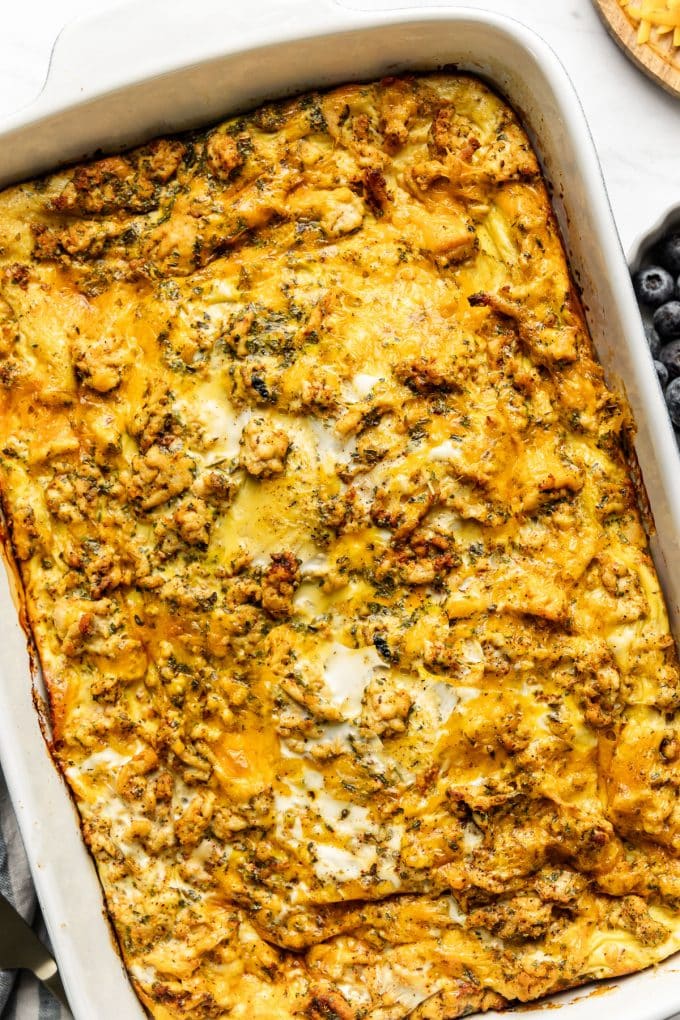 Sausage and Cheddar Breakfast Casserole - The Whole Cook