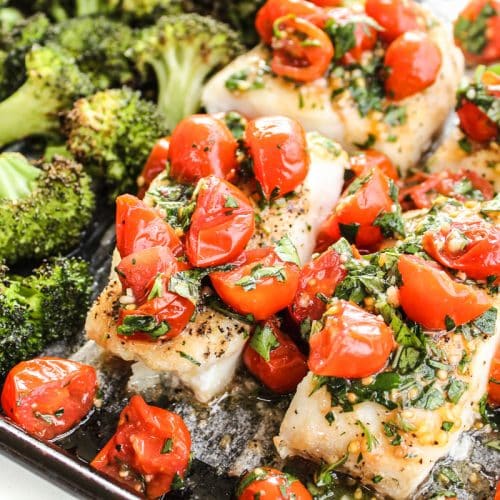 Tomato Basil Cod with Broccoli - The Whole Cook