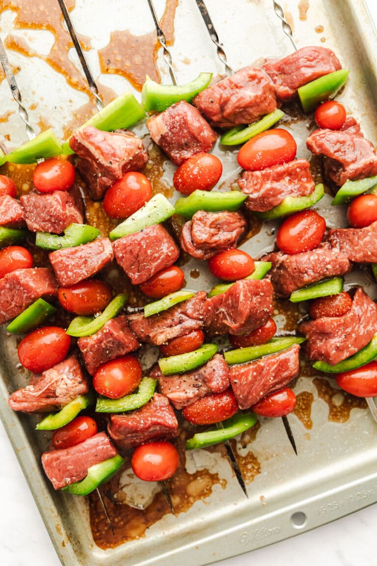 Pesto Steak Kabobs with Blistered Tomatoes and Peppers The Whole Cook