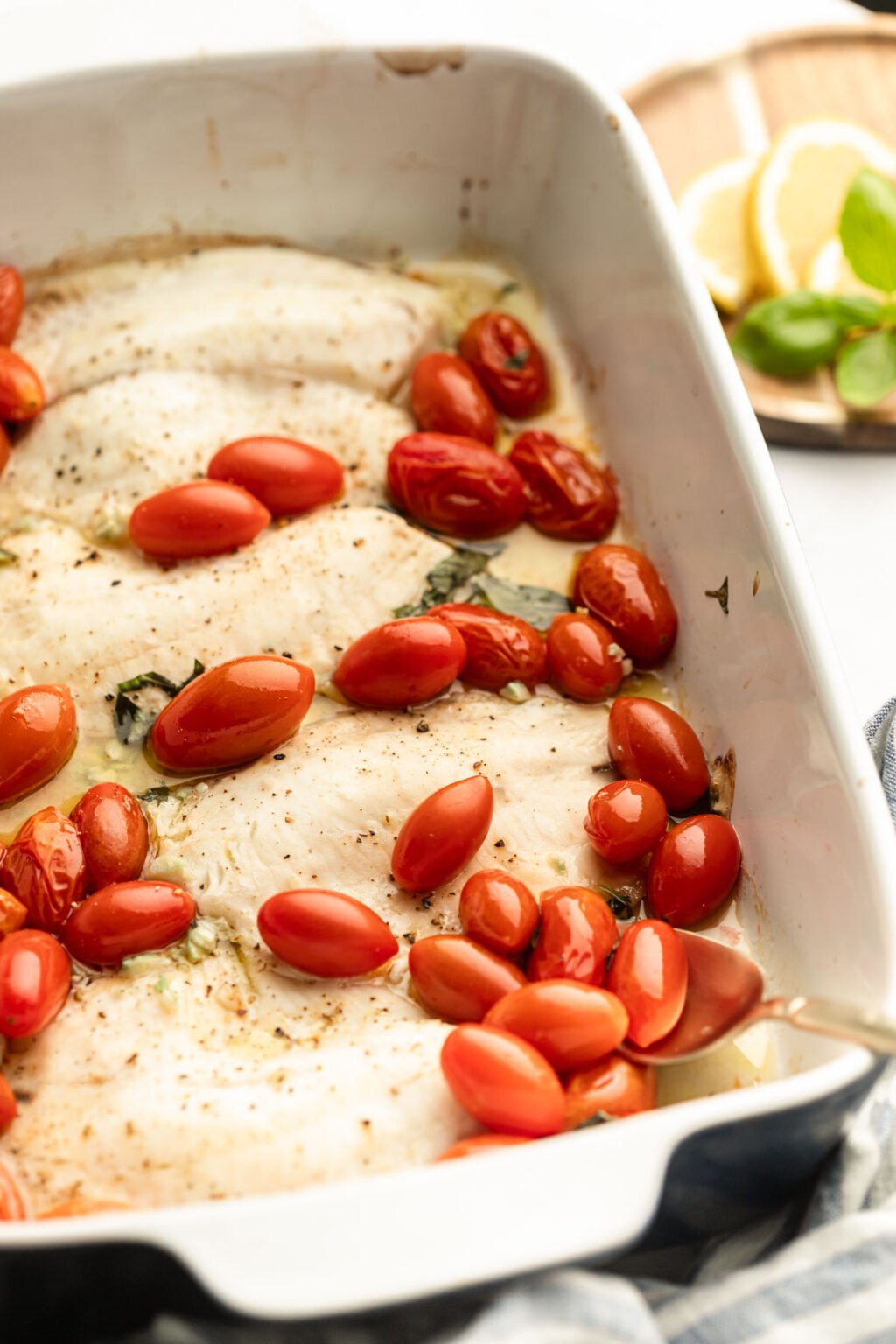 Tomato Lemon Baked Flounder - The Whole Cook