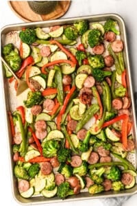 Sheet Pan Sausage with Zucchini and Broccoli
